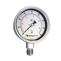 Sterling Sensors RCh100330HG Pressure Gauge (-1~0 (-30"Hg), 1/2" BSP Parallel)