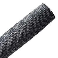 HellermannTyton 170-03021 Cable Protection Braided Sleeving, Expandable, Fray Resistant, Flame Retardant, 1.5" Dia, PET, Black, 50 ft/reel