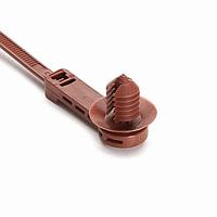 HellermannTyton 157-00168 Cable Tie Mounts 1-Pc Cable Tie/Fir Tree Mount with Disc, 25mm Offset, 9.1"L, 7.68.4 mm Hole, PA46, Brown, 500/pkg
