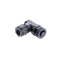 Amphenol LTW MSDP-04BFFB-SR7001 Sensor Cables / Actuator Cables M12 Circular Metric Connector, D Code, Plastic, 4A, 04 pins, Female Connector, Female Contact, Right Angle, Screw Thread, Screw-in, Field Installable, F4.0 - F8.0mm, IP67 Mated