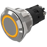 EAO 82-6152.1144 Anti-Vandal 82-6152.1144.Illuminated pushbutton.momentary.22 mm.stainless steel.flush/flat.ring.yellow.24 V.screw terminal