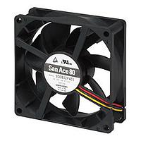 Sanyo Denki 9S0824L4D011 Axial DC Axial Fan, 80x80x25mm, 24VDC, Silent Series, Ribless, Locked Rotor Sensor