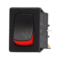 Carling Technologies 62116919-0-9-V Subminiature 1-pole, ON - None - OFF, 4A/8A/6(4)A 250VAC/125VAC/250VAC not HP rated, Non-Illuminated Black with Visi-Red Visi-Rocker Switch with .187 Tab (Q.C.)     VDE Approved
