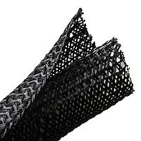 HellermannTyton 170-03145 Split Braided Sleeving, Split Wrap, Flame Retardant, 1.25" Dia, PET, Black, 75 ft/bulk reel