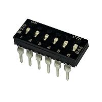 CTS Electronic Components 210-6LPS DIP Switches THROUGH HOLE, GOLD FLASH DIP SWITCH, 6-POLE, LOW PROFILE ACTUATOR, BOTTOM SEAL, TUBE PACK