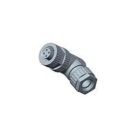 Amphenol LTW M12D-04BFFC-SR7001 Circular Metric Connectors M12 Circular Metric Connector, D Code, Metal, 4A, 04 pins, Female Connector, Female Contact, Right Angle, Screw Thread, Crimp, Field Installable, F4.0 - F8.0mm, IP67 Mated