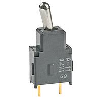 NKK Switches A11JP Process Sealed Subminiature Toggles SPST ON-OFF .248 BAT STRT PC .4VA
