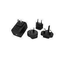 CUI Inc SMM12-5-KB-P6 Interchangeable Plugs ac-dc, 5 Vdc, 2.4 A, SW, multi-blade, no blades, P6 center pos, level VI, MED, black
