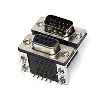 Amphenol CONEC DLS1PS5AN21X Dual Port D-Sub Connectors 9P DSUB R/A PL/SKT THRU-HOLE