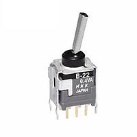 NKK Switches B22EB Toggle Switches DPDT ON-ON .394 FLAT STRAGHT BRKT PC .4VA