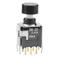NKK Switches BB26AB-HA Sealed ON-ON .295 BLK CAP STRT BRKT PC .4VA