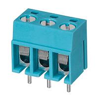 Same Sky (formerly CUI Devices) TB001-500-03BE Fixed Terminal Blocks Terminal block, screw type, 5.00, horizontal, 3 poles, CUI Blue, slotted screw, PCB mount