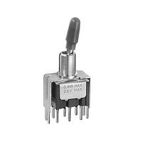 NKK Switches M2023SS2W13BC Toggle Switches Miniature Toggles 6A @ 125V AC & 3A @ 250V AC DPDT / SP3T ON-OFF-ON, Small Toggle .413  (10.5mm) Bat, Small Bushing .350  (8.9mm) Smooth with Keyway, .250  (6.35mm) Straight PC with .465  (11.8mm) Bracket S Bat Toggle Red Cap