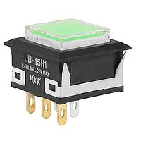 NKK Switches UB15KKG015F-JF Pushbutton Switches SPDT ON-(ON) GREEN