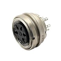 Amphenol Tuchel T3638100U Connectors Rear mounting female receptacle with ring nut (hex nut available upon request). Contacts included.