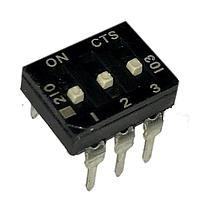 CTS Electronic Components 210-3MSFD DIP Switches THROUGH HOLE, GOLD FLASH DIP SWITCH, 3-POLE, MEDIUM ACTUATOR, BOTTOM SEAL, OFF, STRAIGHT TERMINAL FORM, TUBE PACK