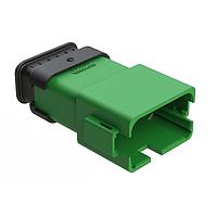 Amphenol SINE Systems AT04-12PA-SR2GN Automotive Connectors 12-Way Receptacle Male Connector  with Strain Relief, Reduced Diameter Wire Seal, A Position Key, Green
