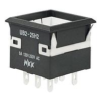 NKK Switches UB225KKW016B Pushbutton Switches DPDT ON(ON) WHT LED SOLDER LUG BODY ONLY