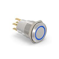 Alcoswitch - TE Connectivity 5-2213764-8 Pushbutton Switches AV19 DPM 0.4VA FIX RING LED BLUE 12V