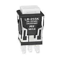 NKK Switches LB25SKW01-1F-B Pushbutton Switches ON(ON) SQ BLACK BODY GRN LED WHT SPOT ILM