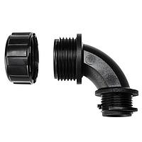 HellermannTyton 166-90132 Cable Protection HelaGuard Non-Metallic IP65 Fitting, 90-Elbow, NPT Thread, 1.25" Dia, PA66, Black, 2/pkg
