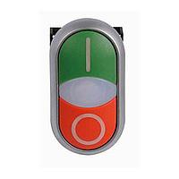 Eaton M22-DDL-GR-X1-X0 Double Button NON-FLSH ILL DBL PB SIL-BZL GRN TOP RED