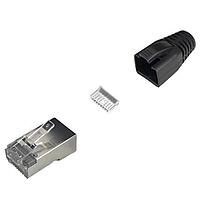 MH Connectors MHRJC6R1411 Connectors 8P8C Cat6 shielded Mod plug, 6.5mm OD boot, 50u" Plating