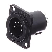 Amphenol Audio AC5MDZB Connectors 5 Pole XLR Male Chassis Mount D Type Machined Contacts  Black Finish