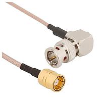 Amphenol RF 095-850-209-024 RF Cable Assemblies BNC Straight Plug to Mini-SMB Right Angle Plug RG-179 75 Ohm 24 inches (610 mm)