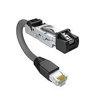 Amphenol Canada DRPC32B009A10 Modular Connectors / Ethernet Connectors Cable, Cat6A, Industrial RJ45, straight exit to standard RJ plug, 24AWG, 2.0m, gold flash