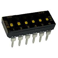 CTS Electronic Components 209-6LPSTFD DIP Switches THROUGH HOLE, GOLD DIP SWITCH, 6-POLE, LOW PROFILE ACTUATOR, BOTTOM SEAL, TAPE SEAL, OFF, STRAIGHT TERMINAL FORM, TUBE PACK