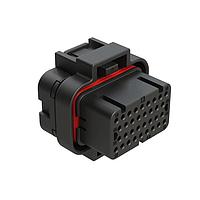 Amphenol SINE Systems ATS06-34SA2 Plugs 34 Position Plug, Socket, Contact Size 20, Double Latch, Keyed A, End Cap, Black