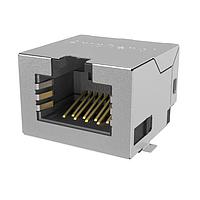 Amphenol Commercial Products RJE3C1886401 Modular 8P8C, RA, Cat6A, SMT, Sheild With No EMI Tabs, Without Pegs, No LEDs