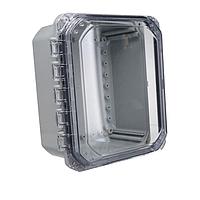Bud Industries DPH-28728-C PC Enclosure Clear Gray Hinged Cover IP68 NEMA 6P PC Enclosure with Adjustable panel height  (13.24 X 13.24 X 7.72 In)