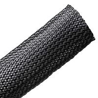 HellermannTyton 170-03030 Cable Protection Braided Sleeving, Expandable, 1.25" Dia, PA66 Monofilament, Black, 50 ft/reel