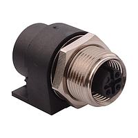 NorComp 861-004-21SR004 Right Angle IP67 Female M12 Circular Connector 4 Position Right Angle Dip Solder