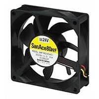 Sanyo Denki 9WF0824S4D01 Axial DC Axial Fan, 80x80x25mm, 24VDC, Oil Proof, Locked Rotor Sensor