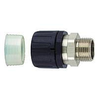 HellermannTyton 166-90029 Conduit Fittings & Accessories HelaGuard Non-Met IP68 Fitting, Straight Brass Swivel, Ext. Metric Thread, 0.50" (20mm) Dia, NPB/PA66, Black, 10/pkg