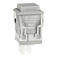 NKK Switches LB15SGW01-H Pushbutton Switches SPDT ON(ON) SQUARE GRAY BODY GRAY CAP