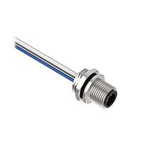 Banner Engineering BR-M12M5F9-1 Sensor Cables / Actuator Cables Receptacle 5-pin Male; 5x22 PVC 1 m Length; Front Mount PG9 w/ Locknut