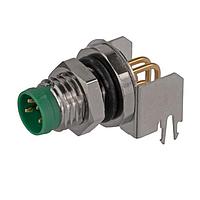 Stewart Connector SS-12800-004 Connectors M8 A-Code Connector  Male  Rear Panel Mount PCB Receptacle Right Angle  4 Contact  PCB Solder Pins  IP68