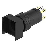 EAO 51-281.022 Maintained, Round Actuator, 18 mm x 18 mm, illuminative, Black, Plastic, 1 NC / 1 NO, Maintained, Plug-in terminal, 2.8 x 0.5 mm, IP65, according to DIN EN 60529