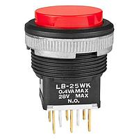 NKK Switches LB25WKG01-CJ Pushbutton Switches DPDT ON-(ON) RED Au PNL SEAL BLK HOUSING