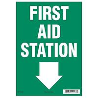 HellermannTyton 597-00085 Labels First Aid Sign, 7" x 10", First Aid Station, Vinyl, Green, 25/pkg