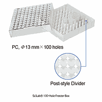 SciLab SL.Rac3140 Freezer Box, PC, Φ13 mm×100holes, 134×134×h53mm, white