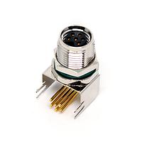 Amphenol LTW M8AS-06PFFR-SF8001 Right Angle Guided M8 Circular Metric Connector, Metal, 1.5A, 06 pins, Female Connector, Female Contact, Hexagonal, Screw Thread, PCB 90 , Receptacle, Front Fastened, IP68 Unmated