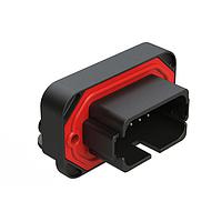 Amphenol SINE Systems AT13-18PC-BM03BK Connectors 18 Position, Right Angle Flange Mount PCB Receptacle, Tin Plated Contacts Included, Keyed C, Black