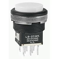 NKK Switches LB25WKW01-BJ Pushbutton Switches DPDT ON-(ON) WHT Ag PNL SEAL BLK HOUSING