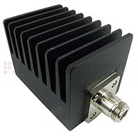 Fairview  SA4N508-15 15 dB Fixed Attenuator N Male To N Female Up To 4 GHz Rated To 50 Watts With Black Aluminum Heatsink Body