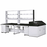DaiHan DH.WFE3036 Laboratory Assembly Center Tables (w4350×h1900mm, with Shelves/Sink Table)